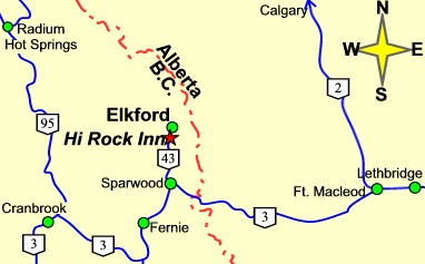 Map of to Elkford BC